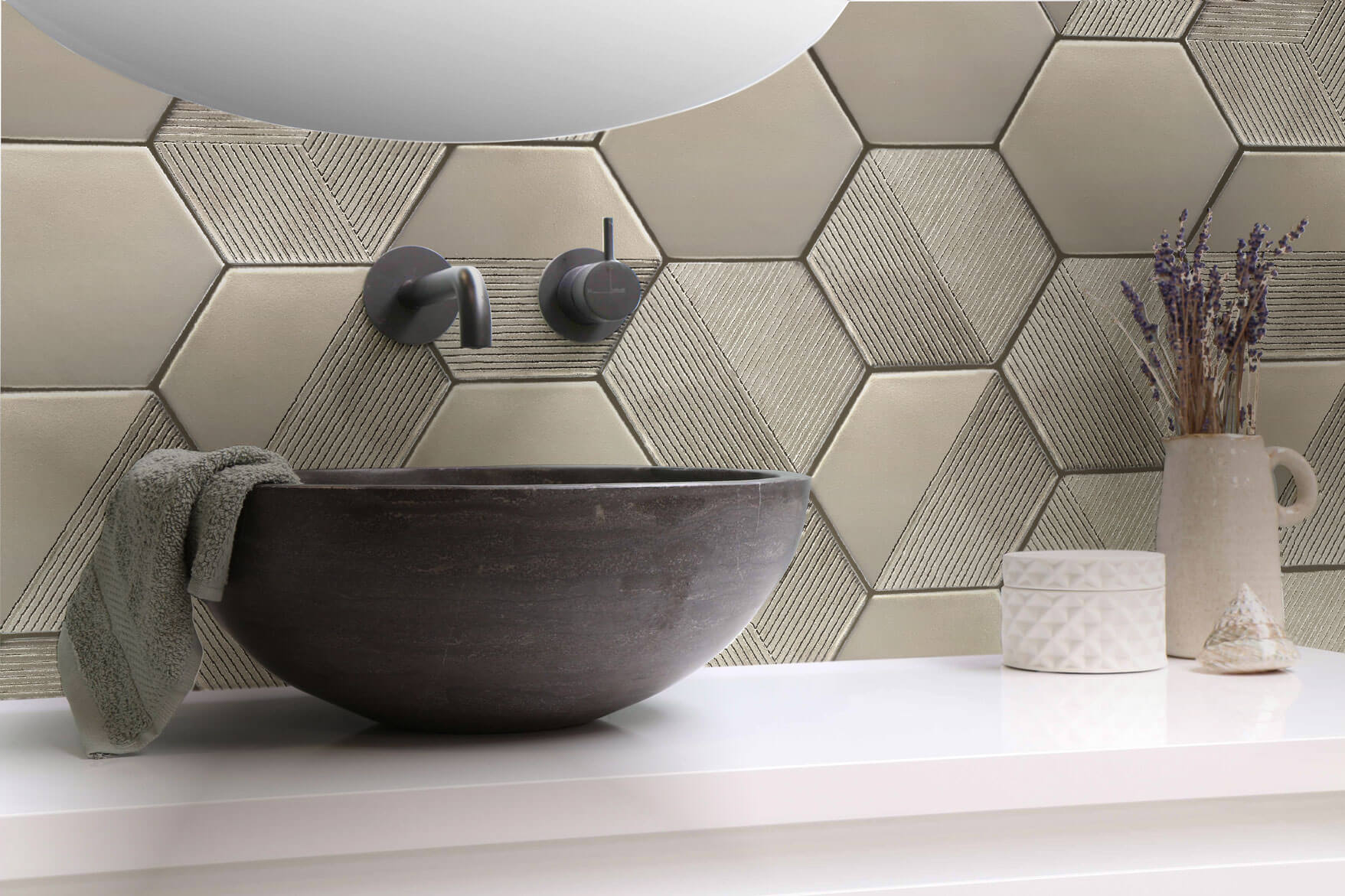 DETALLE LAVABO HEXAGONO DECOR SILVER